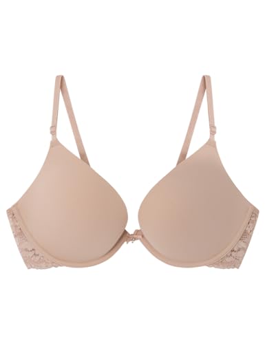 Gorgeous Biustonosz Push up Tiul Mikrofibra i Koronka Różowy, Różowy, 90B