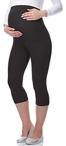 Be Mammy 3/4 Wiskozowe Legginsy Ciążowe BE-03 (Grafit, XXL)