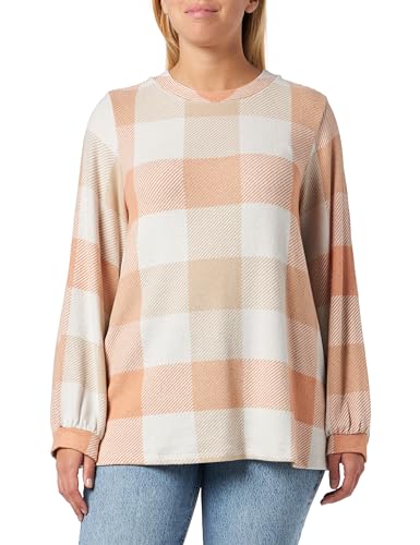TOM TAILOR Damska koszulka z długim rękawem Plussize, 32500 - Blush Orange Cosy Check, 54