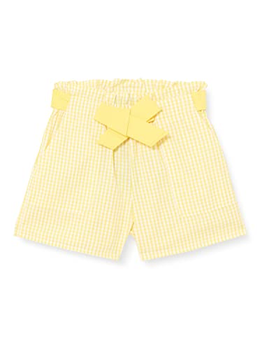 United Colors of Benetton Szorty dziewczęce, Żółty i biały wzór w kratkę 906, 24 miesi?cy