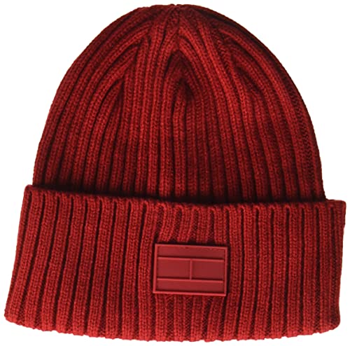 Tommy Hilfiger TH100031 Męska czapka z mankietem prążkowanym, Czerwony, rozmiar uniwersalny