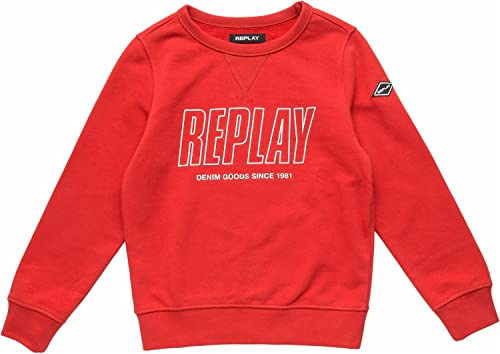 Replay Bluza chłopięca z logo, mieszanka bawełny, czerwona (Geranium Red 559), 4 lata, 559 Geranium Red, 4 lat