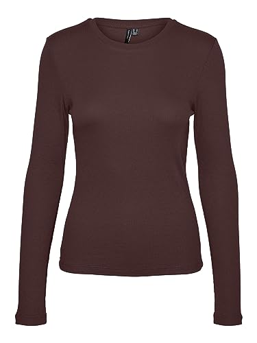 Bestseller A/S VMROMA LS Slim Top JRS NOOS, gorzka czekolada, S