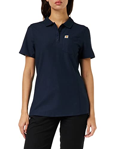 Carhartt Damska koszulka polo z krótkim rękawem o średnim kroju, z krótkim rękawem, niebieski morski, XS