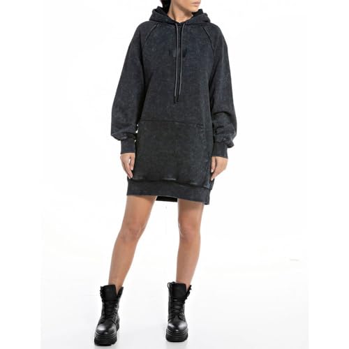 Replay Damska bluza oversize z kapturem, 099 Blackboard, L