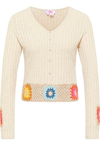 myMo Damski sweter z szydełkowanym ściągaczem, jasny beż, XL