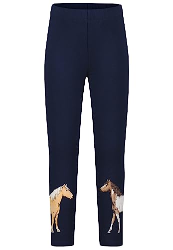 SALT AND PEPPER Dziewczęce legginsy z nadrukiem koni, Granatowy (True Navy), 134 cm