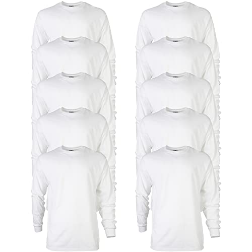 Gildan T-shirt Dla mężczyzn Bluzka z długim rękawem bawełniana Ultra, styl G2400 Biały (opakowanie 10 szt.) ,XXL