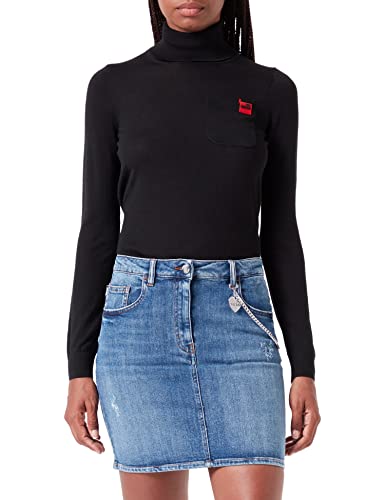 Love Moschino Damski turtleneck with Patch Pocket Top, czarny, 40