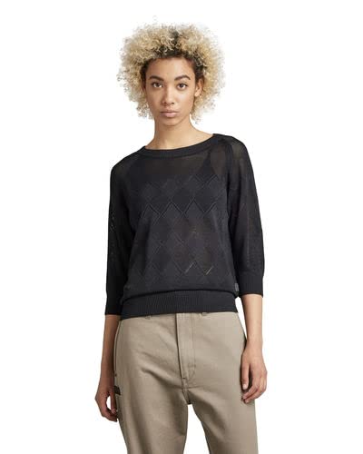 G-STAR RAW Damski sweter Pointelle 1 Sl Knit, Czarny (Caviar B754-d301), M