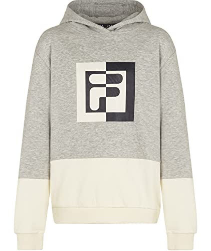 FILA Chłopięca bluza z kapturem Brunflo (Blocked) z kapturem, Light Grey Melange-Cloud Dancer, 170/176