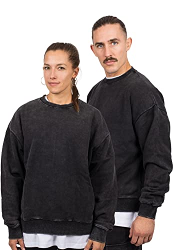 Blackskies Oversize Heavyweight Crewneck Sweater | Streetwear luksusowy sweter męski damski sweter bluza sweter sweter sweter, czarny vintage, S