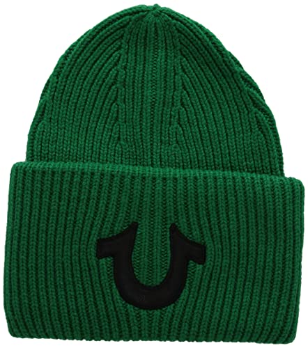 True Religion Czapka męska z horse shoe Beanie, zielona, regularna, zielony, jeden rozmiar