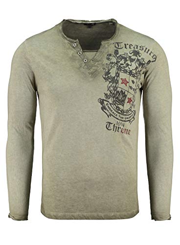KEY LARGO Koszulka męska HIGHLAND button T-Shirt, szara, XL
