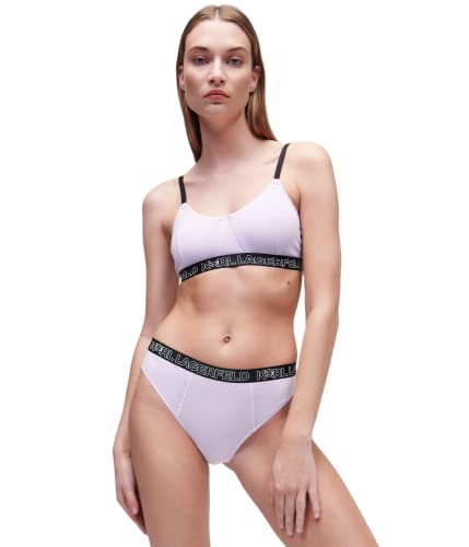 KARL LAGERFELD Kobiety Figi Z Wysokim Stanem Z Logo Ikonik 2.0, Pastelowa Lila, XL