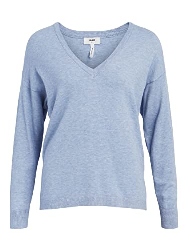 Object Damski sweter OBJTHESS L/S V-Neck Knit sweter NOOS dzianinowy sweter Serenity, M, Serenity, M