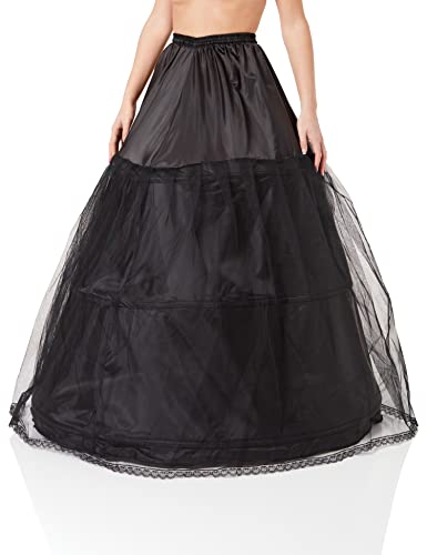 HIMRY® Spódnica z halką 3 pierścieniami regulowana, spódnica pod spódnicę, rozm. N dla rozm. 34 do rozm. 40, Krinoline czarna, KXB-005 Black, czarny