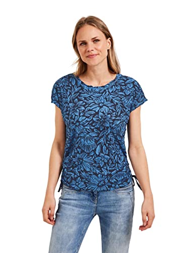 Cecil Damska koszulka z krótkim rękawem z nadrukiem, Deep Blue, XS