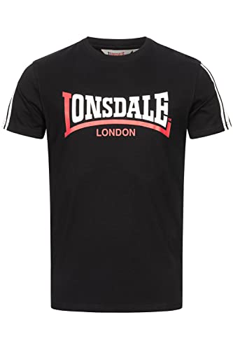 Lonsdale T-shirt męski o regularnym kroju ELPHIN, czarny/biały/czerwony, M 117352