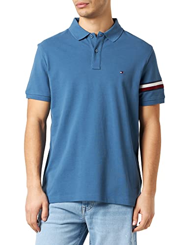 Tommy Hilfiger Męska koszulka polo Global STP Placement Reg S/S, Blue Coast, L