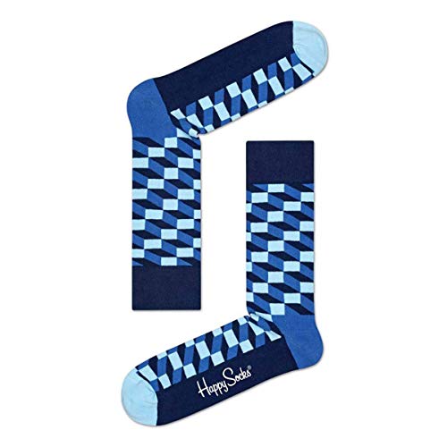 Happy Socks Filled Optic, kolorowe i zabawne, Skarpety dla kobiet i mężczyzn, Niebieski (41-46)