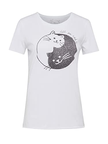 Mavi Damska koszulka z nadrukiem kota, biały (White 620), S