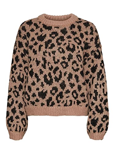 bestseller a/s Damski sweter VMZELMALEO LS O-Neck Blouse GA Boo, tan/wzór: W czarny, XS