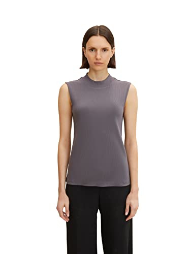 TOM TAILOR Damski Tank top z prążkowaną strukturą 1032704, 15417 - Evident Anthracite, XS