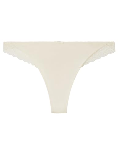 Women'secret Stringi Mikrofibra Koronka Beżowy, kość słoni, S