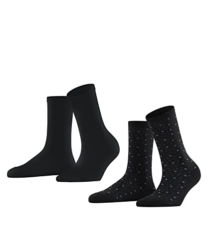 ESPRIT Kobiety Skarpety Playful Dot 2-Pack W SO Trwała Organiczna Bawełna z wzorem 2 Pak, Czarny (Black 3000), 35-38