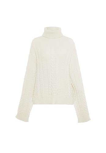 myMo Damski sweter z golfem Twist, modny sweter WOLLBIAŁY XL/XXL, biały (wollweiss), XL