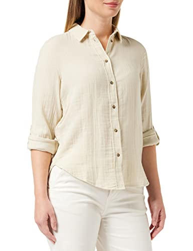 TOM TAILOR Damski Podstawowa bluzka koszulowa z rękawami typu turn-up 1030332, 10336 - Light Cashew Beige, 36