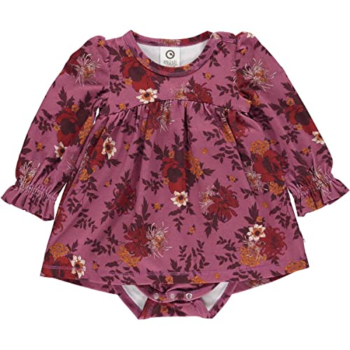 Müsli by Green Cotton Bloomy L/S Dress Body Płaszcz bazowy kochanie Dziewczyny, Boysenberry/Rys/Berry Red, 56