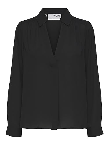 SelectedFemme Damska bluzka SLFLINA LS Top Noos, czarna, 42