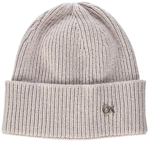 Calvin Klein Damska czapka z dzianiny RE-Lock Mix Beanie Shadow Gray, OS, Cieniowy szary, Rozmiar uniwersalny