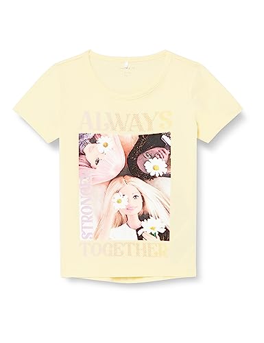 Bestseller A/S NMFABELINE Barbie SS Top Box Sky T-Shirt, Double Cream, 86, Podwójny krem, 86 cm