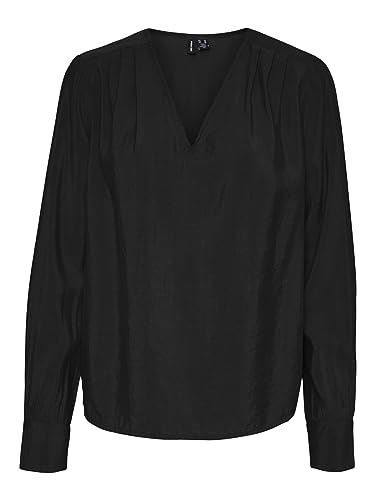 VERO MODA CURVE VMCLENA LS Pleat Top WVN NOOS CUR, czarny, 54