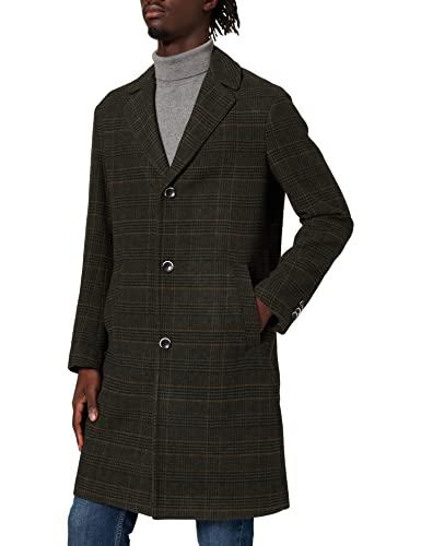 Sisley Męski płaszcz Wool Blend, Green Check 911, 42 PL