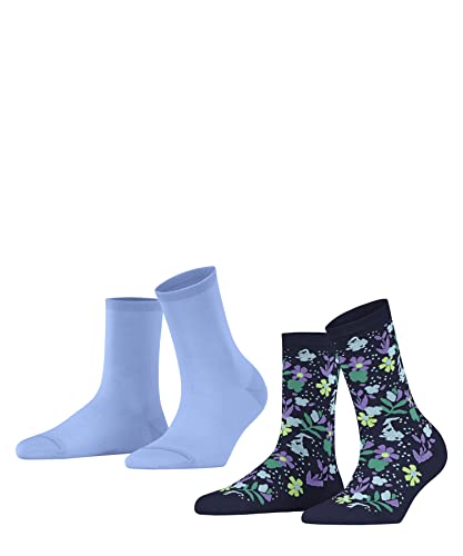 ESPRIT Kobiety Krótkie skarpety Fresh Summer Flower 2-Pack W SSO Wiskoza z wzorem 2 Pak, Wielokolorowy (Sortiment 0040), 39-42