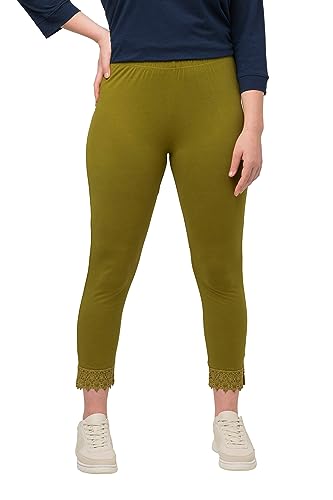 Ulla Popken, Damskie duże rozmiary, legginsy 7/8, żółty/zielony, 50/52/Duże rozmiary