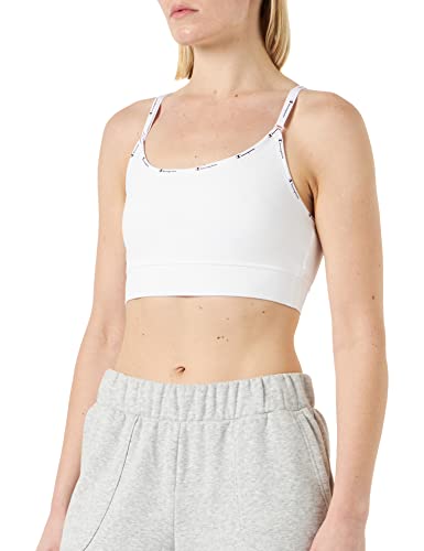 Champion Damski biustonosz sportowy C-tech Quick Dry Taped Logo Medium Support Biustonosz sportowy, biały, S