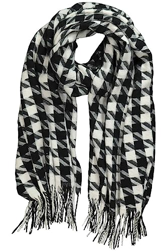 Ulla Popken Houndstooth szalik damski, czarny, jeden rozmiar, czarny, jeden rozmiar