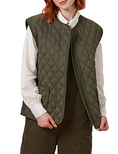 People Tree Damska kamizelka z pikowaną kamizelką Akira, khaki, 10, Khaki, 36