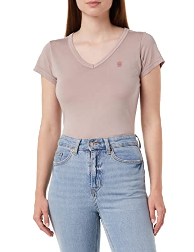 G-STAR RAW Women's Eyben Stripe Slim V-Neck Top T-Shirt, fioletowy (dumic gd D21314-B059-D835), L, Fioletowy (Dumic Gd D21314-b059-d835), L