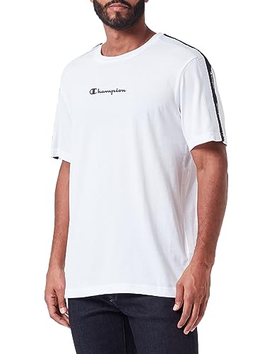 Champion Legacy American Tape-Script Logo S-s Crewneck Koszulka męska, Biały, L