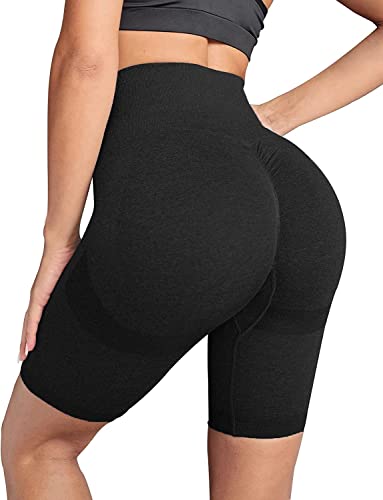 Damskie legginsy sportowe antycellulitowe spodenki do jogi z wysoką talią kolarskie Scrunch Butt spodenki do jogi kryjące Scrunch Butt Jogging Dance Course Gym, czarny, L