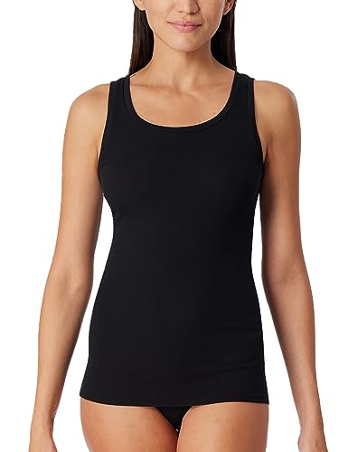 Schiesser Damski top na ramiączkach podkoszulek Organic Cotton-Pure Rib bielizna, czarny_179886, 44, Czarny_179886, 44