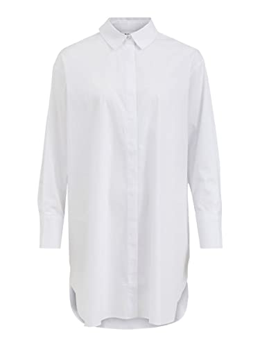 Vila Damska koszula Vigimas Oversize L/S Long Shirt/Su-noos, Optyczny Snow, 34
