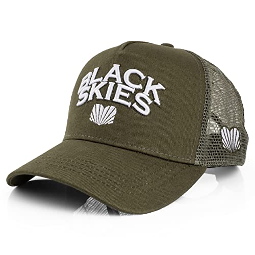 Blackskies Team Trucker Baseball Cap | męska damska czapka z premium snapback czapka bejsbolówka czapka bejsbolówka czarna oliwkowa szara, oliwkowy, jeden rozmiar