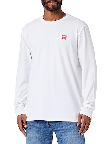 Wrangler T-shirt męski Ls Sign Off Tee, biały, 3XL